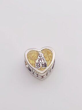 Disney Parks Pandora WDW Castle Black Gold Button Charm 2024 Walt Disney World